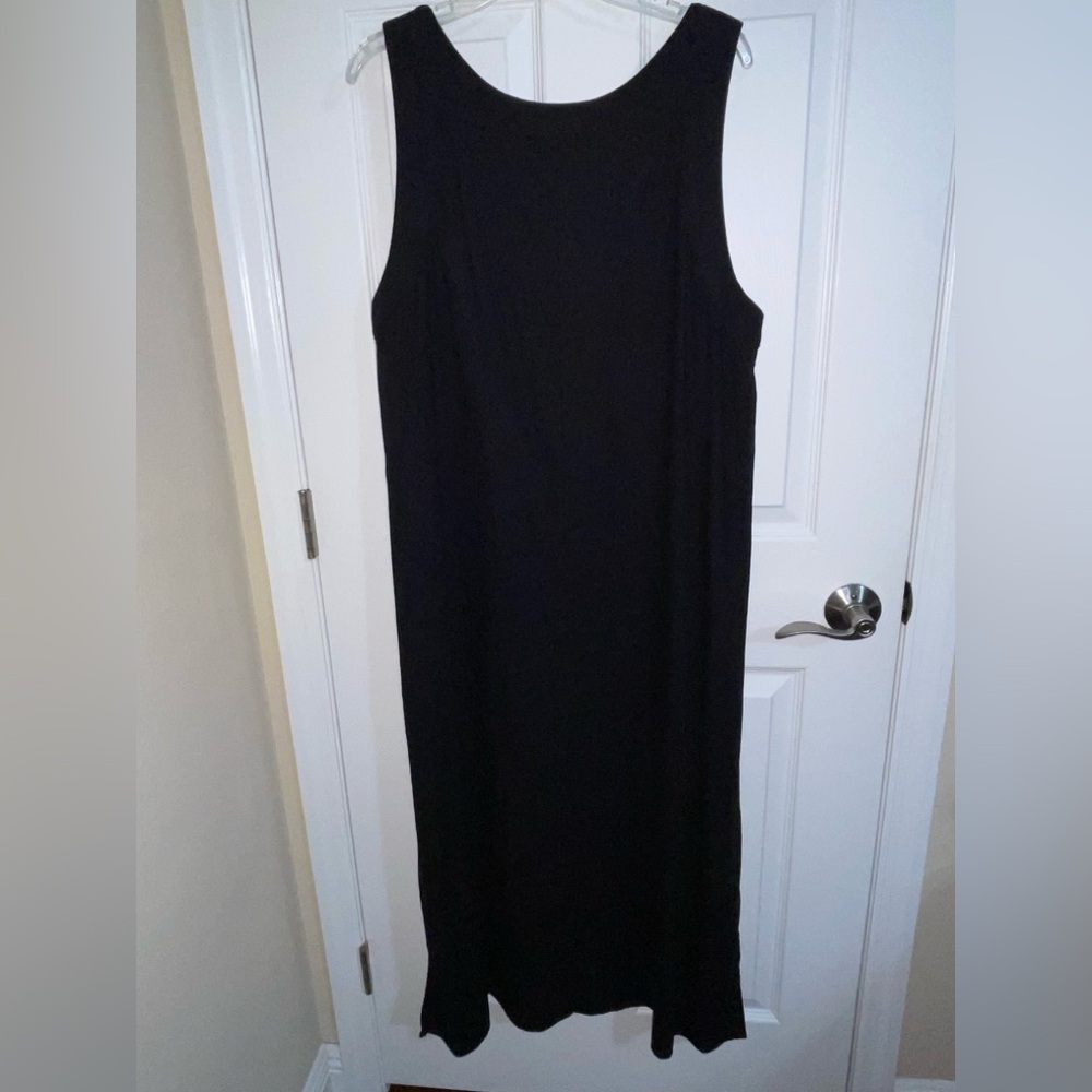 DKNY Sleeveless V Neck Black Linen Maxi Dress XL - Picture 3 of 7